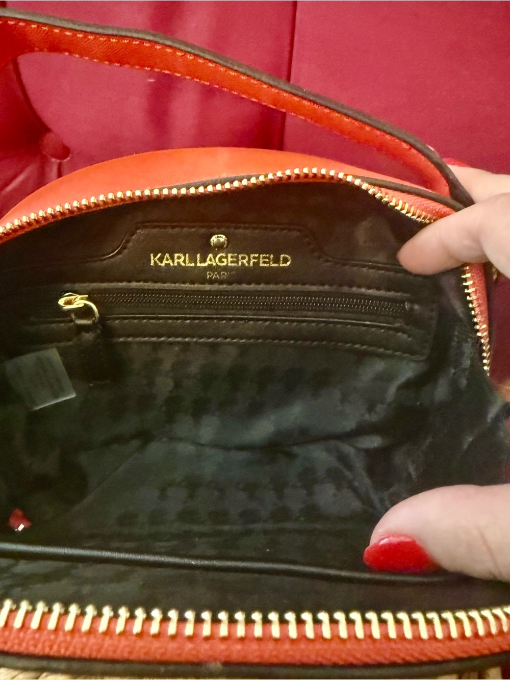 Karl Lagerfeld Paris K/lkonik Red Crossbody Bag with Sunglasses Motif - Picture 3 of 5